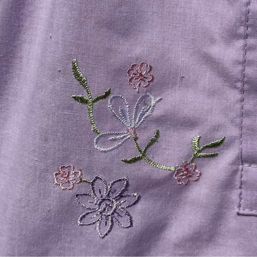 Vintage Cottagecore Nightgown XXL Lavender Embroidered Cotton Blend Sleep Dress - Picture 11 of 16